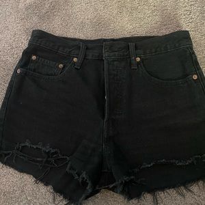 Size 27 Levi High Waisted Black Jean Shorts
